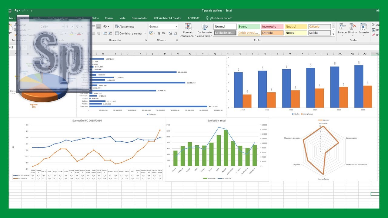 Excel - Crear gráficos estadísticos en Excel según el tipo de datos. Tutorial en español HD