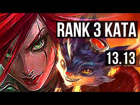 KATARINA vs RUMBLE (MID) | Rank 3 Kata, 9/0/3, 3.6M mastery, Legendary | KR Grandmaster | 13.13