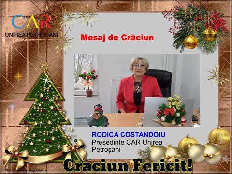 Mesaj de Crăciun 2021 Rodica Costandoiu, Președinte CAR Unirea Petroșani