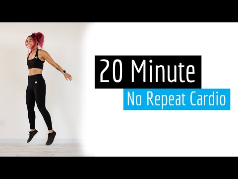 20 Minute NO REPEAT Cardio Intervals | Super Fun Workout with Warm Up & Cool Down