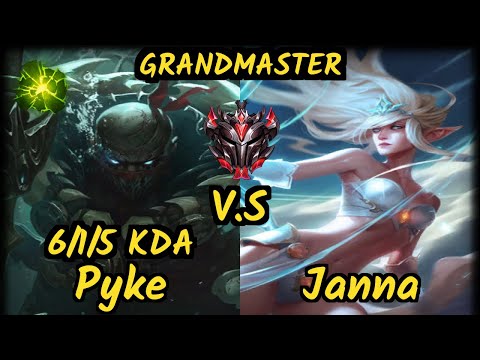 Pekin Woof (PYKE) vs JANNA - 6/1/5 KDA BOTTOM SUPPORT GAMEPLAY - NA Ranked GRANDMASTER