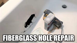 HOW TO REPAIR A HOLE IN A FIBERGLASS BATHTUB | Fiberglass Crack and Hole Repair (Time Lapse)
