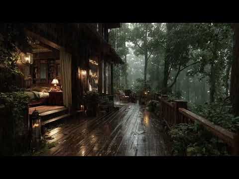 Best Rainfall at the Forest Cabin 🌲  Sleep Deeply with Rain Sounds