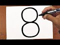 Como Transformar O Número 8 Em Um URSO Animais How To Draw Técnica Truque De Arte