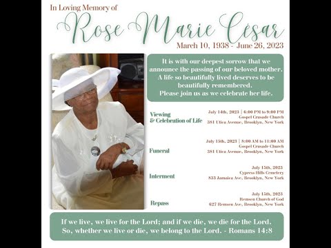 Funeral of Rose Marie Cesar March 10, 1938-June 26, 2023