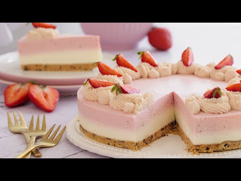 Erfrischende Erdbeer-Torte 🍓 mit Quark-Sahne-Creme | Sommertorte | NoBake