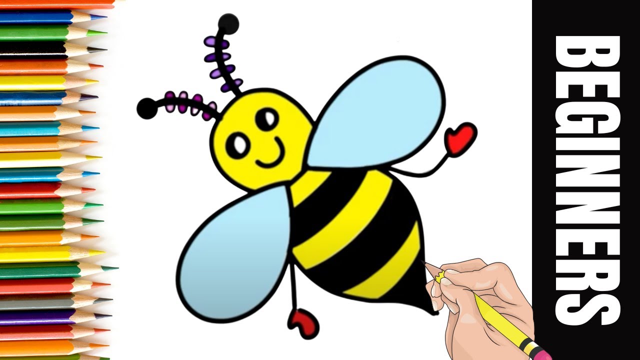 How to Draw a Bee - Step by Step Drawing Tutorial for Kids