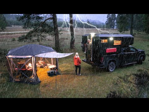 ⚡️KAMYONET KARAVANLA ŞİDDETLİ YAĞIŞTA KAMP