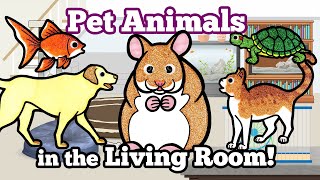 Cute Pet Animals in the Living Room | Drawing and Coloring with Glitter &amp; Googly Eyes