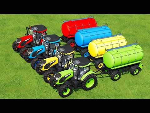 TRACTORS OF COLORS ! LANDINI TRACTORS and FUEL TANKS PARKOUR - Farming Simulator 22