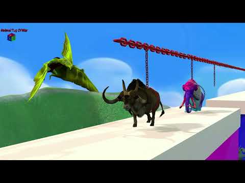 tug of war  big bull vs dinosaur vs mammoth vs sabretooth part 2 | animal revolt battle simulator