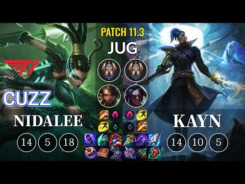 T1 Cuzz Nidalee vs Kayn Jungle - KR Patch 11.3