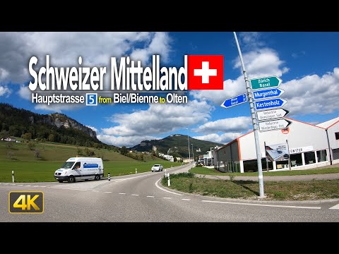 Driving through the Schweizer Mittelland from Biel/Bienne to Olten, Switzerland 🇨🇭