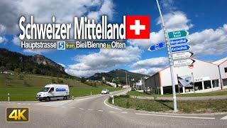 Driving through the Schweizer Mittelland from Biel/Bienne to Olten, Switzerland 🇨🇭