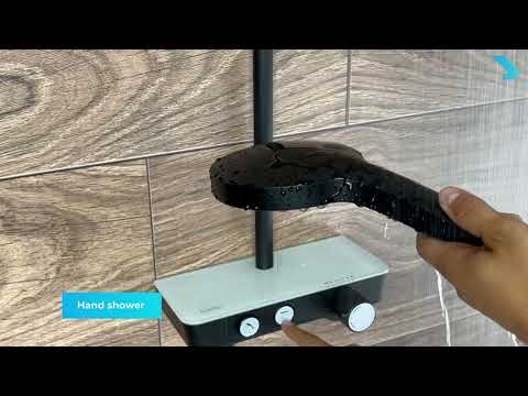 kielle Oudee - Duschset mit Thermostat, 26 cm, 3 Strahlarten, Weiß/Schwarz 20602004