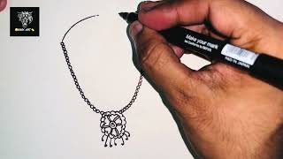 How to Draw Necklace Easy Step by Step for Kids | Simple Jewelry Drawing