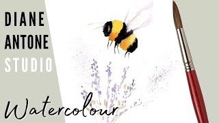 How to Paint a Bumble Bee - Watercolor Step by Step Real Time Tutorial - Easy Project for Beginners