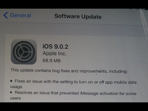 iOS 9.0.2 (13A452) version software update contains bug fixes and improvements