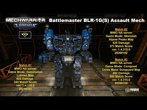 🤖 MechWarrior Online - Battlemaster BLR-1G(S), Assault Mech - Big Snowflake ❄️😀👍
