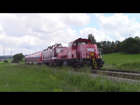 Erster PESA Link VT 633 in Kempten: 261 006 und 243 650 in altrot der DR überführen 633 030