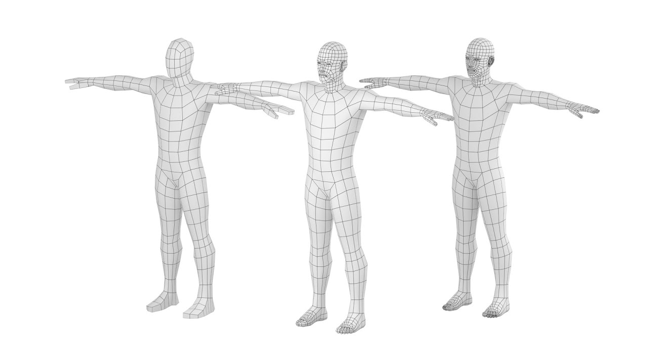 Natural Male Base Mesh in T-Pose 3D Model