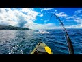 Offshore Kayak Fishing Tuna Exploding On Topwater