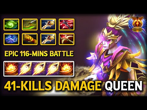 WTF 41-KILLS DAMAGE QUEEN Templar Assassin 2x Divine Rapiers | EPIC 116-Mins Battle | 7.39e Dota 2