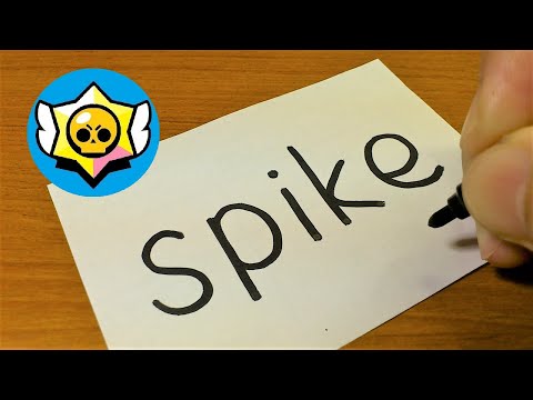 How to turn words SPIKE(Brawl Stars)into a cartoon - How to draw doodle art on paper