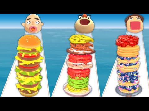 BURGER RUSH vs NOODLE RUN vs PANCAKE RUN - Triple Game