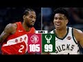 kawhi leonard raptors win game 5 vs. bucks on brink of nba finals 2019 nba playoff highlights