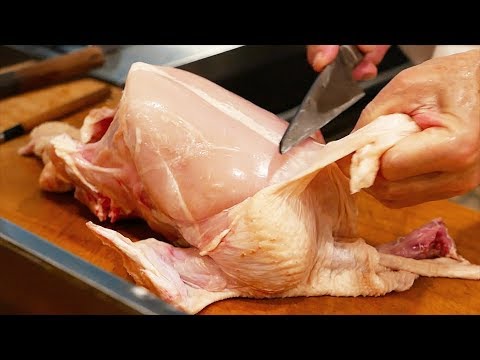 Japanese Food - CHICKEN CUTTING SKILLS Yakitori Japan