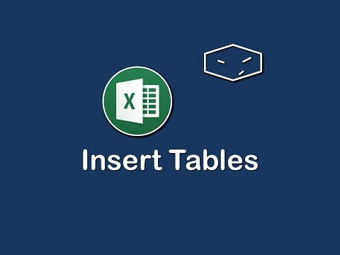 ms office excel insert tables