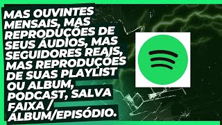 Comprar mas ouvintes mensais no Spotify, Mas reproduções de seus áudios, Mas seguidores reais etc...