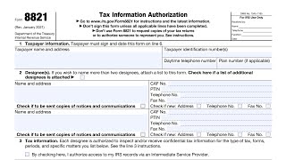 IRS Form 8821 walkthrough (Tax Information Authorization)