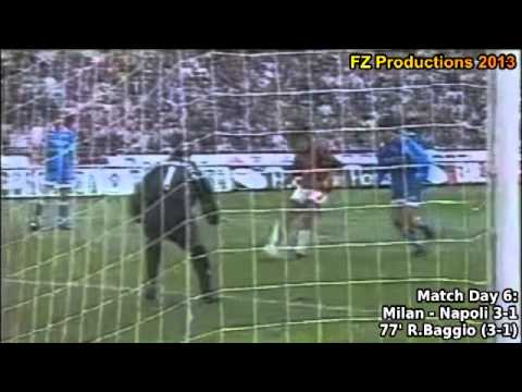 Serie A 1996-1997, day 6 Milan - Napoli 3-1 (R.Baggio goal)