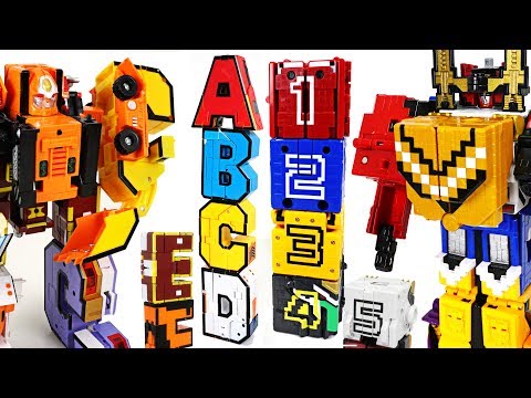 Alphabet combine transformers VS Power Rangers Zyuohger number cube - DuDuPopTOY