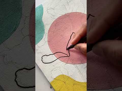 Floral line art on canvas