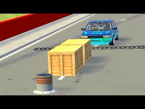 BeamNG Drive - CRAZY CAR CRASHES WITH BOLLARD, GIANT CHAIN ANT WOOD CRATE!