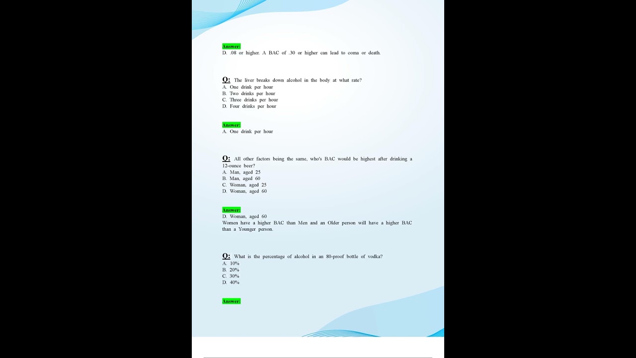 SERVSAFE ALCOHOL EXAM V1 LATEST 2025 2026 UPDATE QUESTIONS EN ANSWERS GRADE A 100 CORRECT VERIFIED S