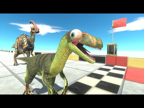 A friendly speed race between Carnivorous Dinosaurs with Herbivore Dinosaurs