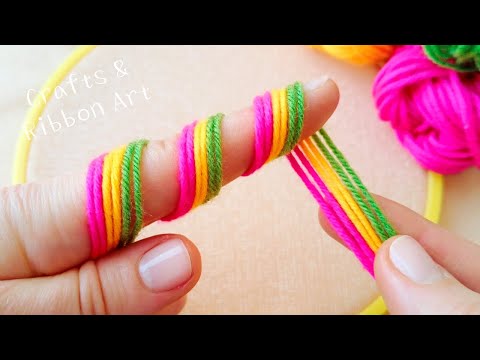 It's so Beautiful !! Superb Woolen Flower Making Trick with Finger - Hand Embroidery Amazing Flowers