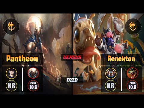 Tempt PANTHEON (Mid) [Conqueror] VS RENEKTON - Challenger KR Patch 10.6