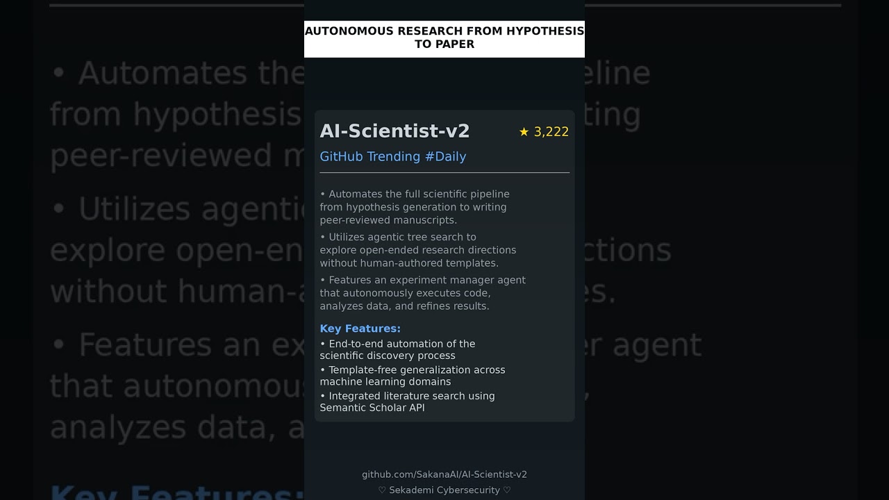 GitHub Trending Repositories: SakanaAI/AI-Scientist-v2 🇬🇧
