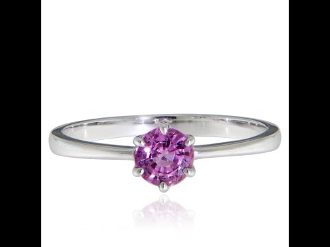 Inel Aur Alb 14 k Safir Roz Natural - Eleganta si Feminitate