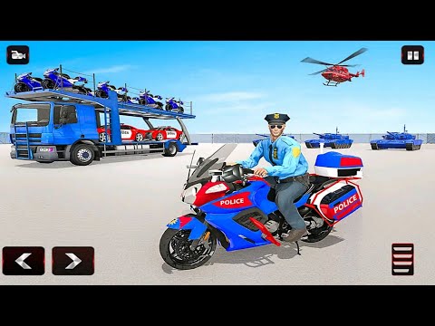 Police Car Transport Truck: Airplane & Ship Cargo - Police Bike Mode - Android Gameplay