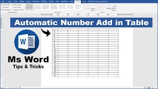 Automatic Number Add in Table in Microsoft Word || MS WORD TIPS & TRICKS