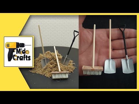 , title : 'DIY Miniature flat shovel + trench shovel + push broom'