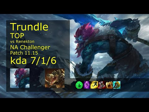 Trundle vs Renekton Top - NA Challenger 7/1/6 Patch 11.15 Gameplay