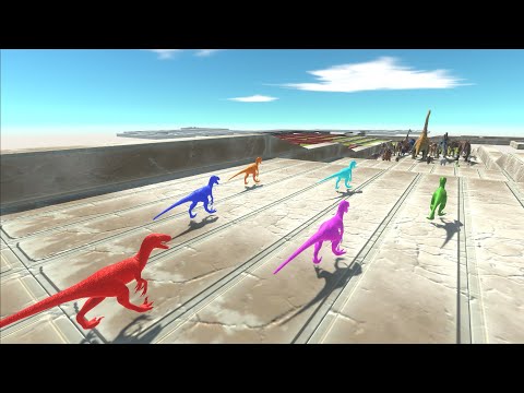 Units trying to escape from Neon Deinonychus Pack - Animal Revolt Battle Simulator