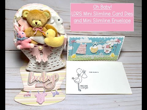 Baby Mini Slimline & Basket Cards | LDRS Mini Slimline Dies | Anna Griffin Basket Easel